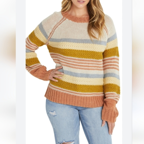 Vici Raglan Sleeve Knit Sweater Mustard Multi Size XSMALL (Oversized) - Picture 1 of 9